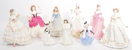 COLLECTION OF BONE CHINA PORCELAIN TABLEWARE LADY FIGURES
