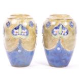 PAIR OF ROYAL DOULTON LAMBETH STYLE CERAMIC VASES