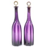 PAIR OF 19TH CENTURY AMETHYST GLASS DECANTERS