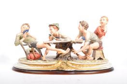 CAPODIMONTE - THE CHEATERS - PORCELAIN GROUP FIGURE - MERLI
