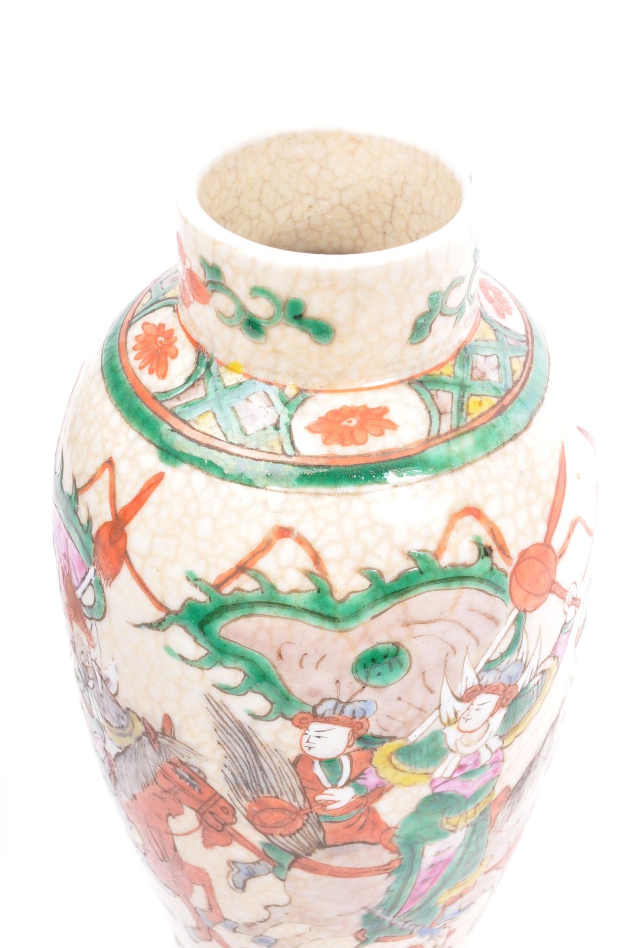 19TH CENTURY CHINESE ORIENTAL CRACKLE GLAZE CERAMIC VASE - Image 7 of 8