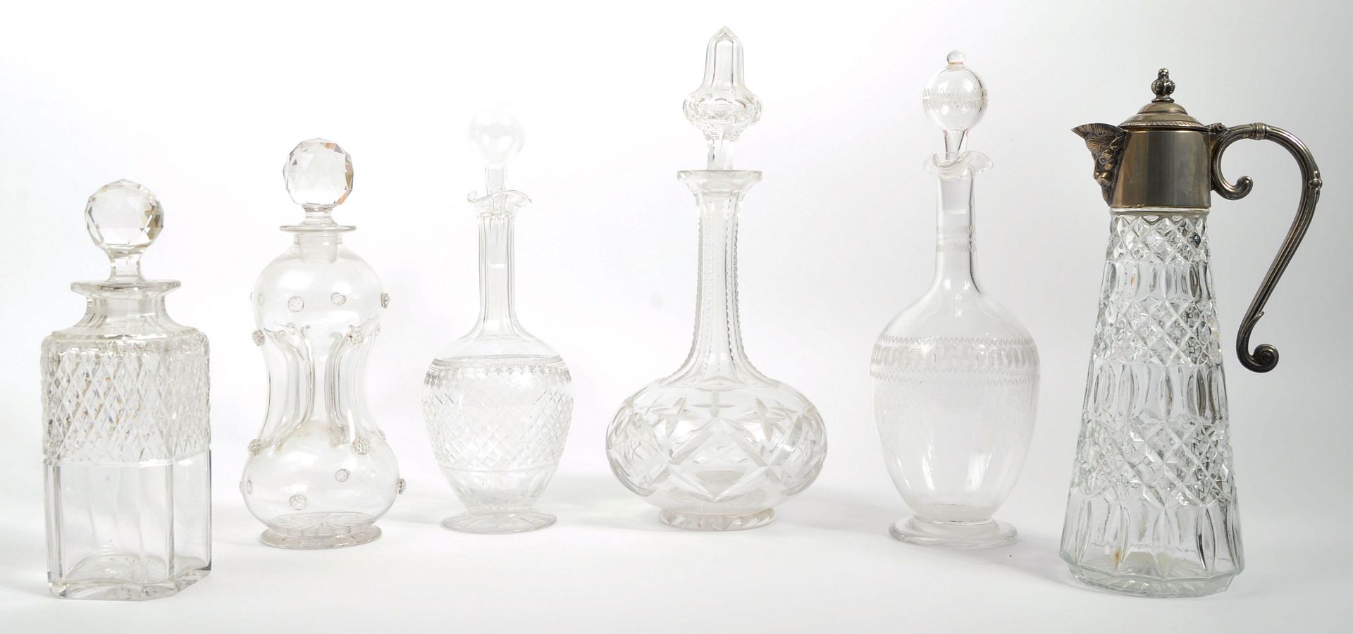 COLLECTION OF 19TH CENTURY GLASS DECANTERS