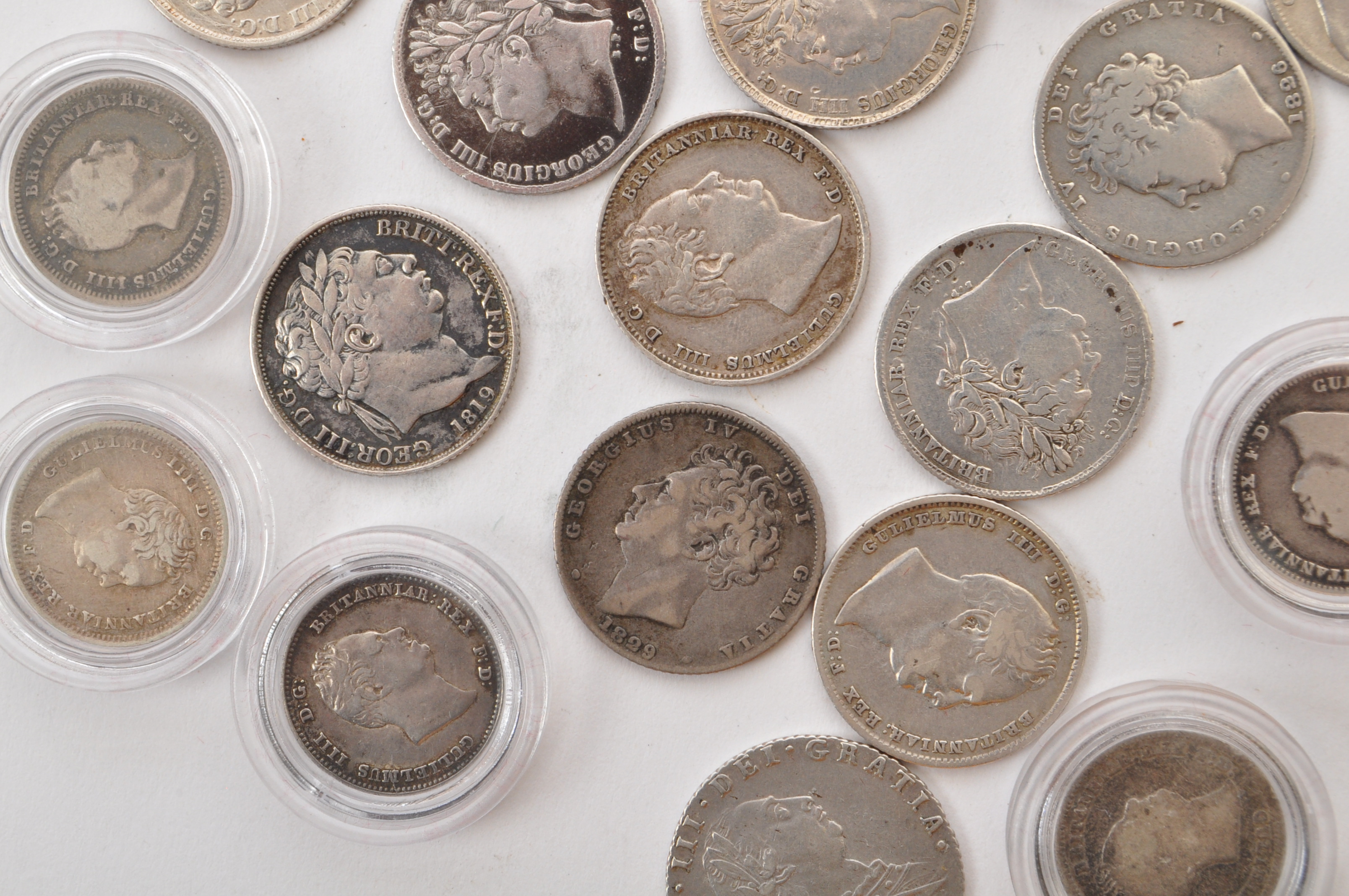 COLLECTION GEORGE III SILVER SIX PENCE COINS - Image 5 of 7