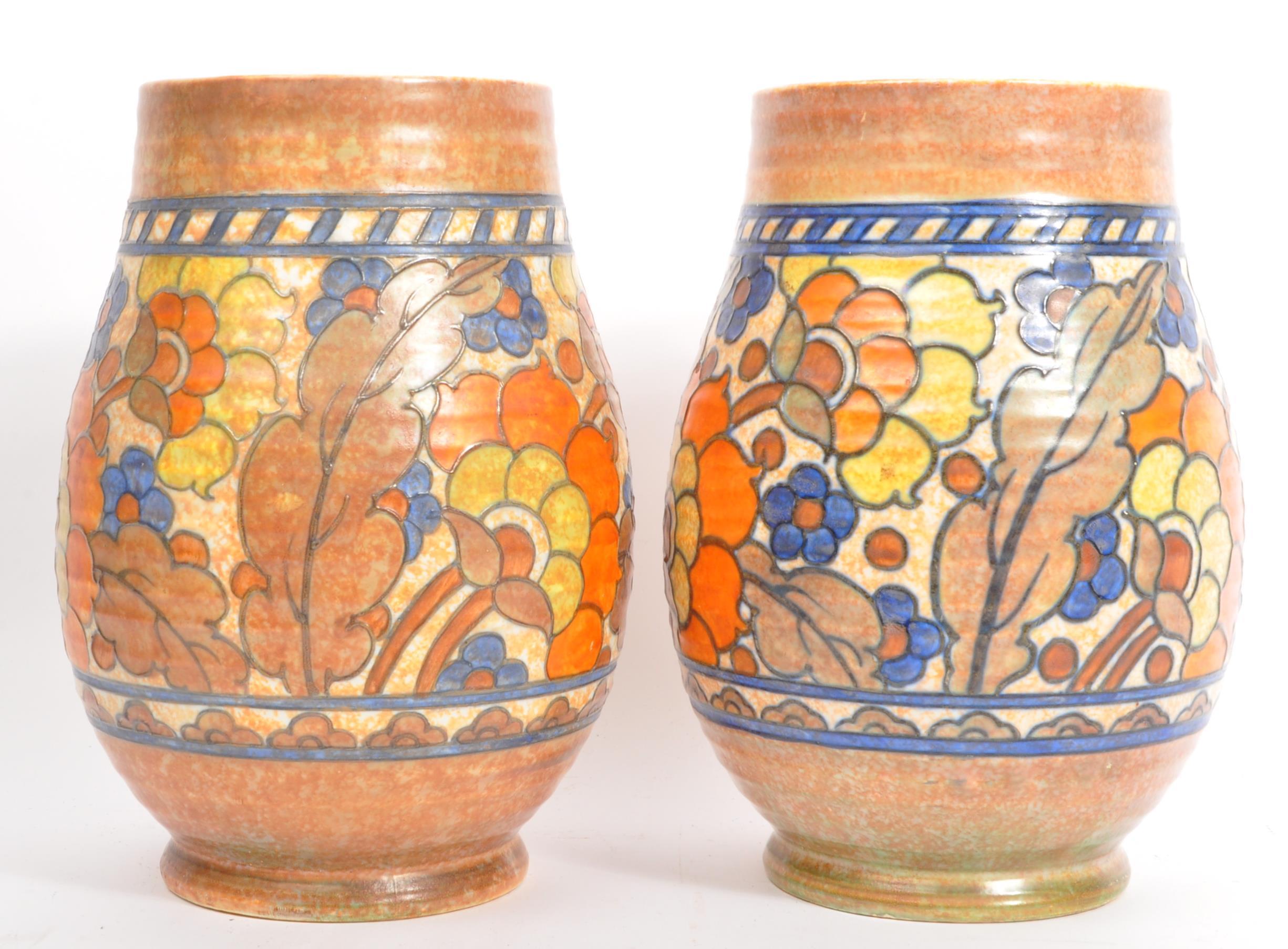 TWO ART DECO 1930S CROWN DUCAL BY CHARLOTTE RHEAD VASES - Image 2 of 5