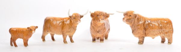 FOUR 20TH CENTURY BONE CHINA BESWICK COW FIGURINES