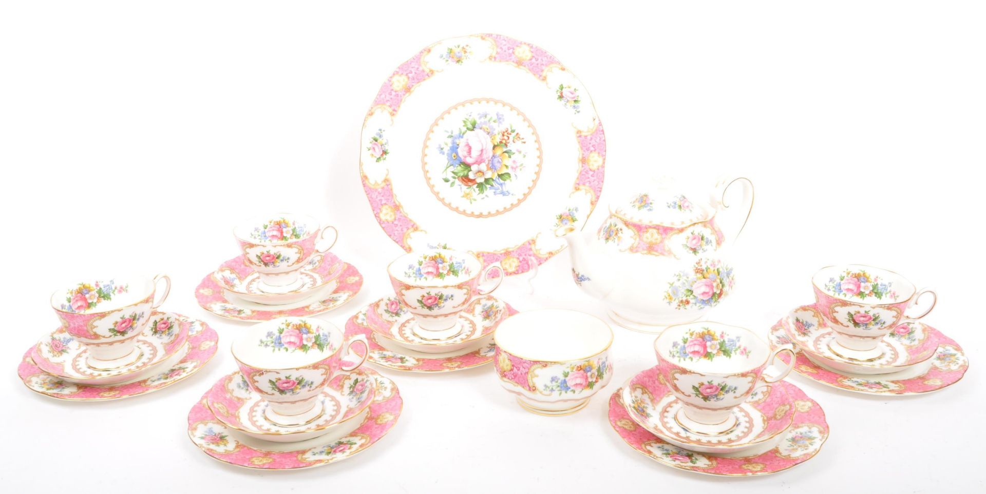 A 20TH CENTURY ROYAL ALBERT LADY CARLYLE TEA SERVICE SET