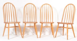 GROUP OF FOUR VINTAGE ERCOL STYLE HOOP TEAK DINING CHAIRS