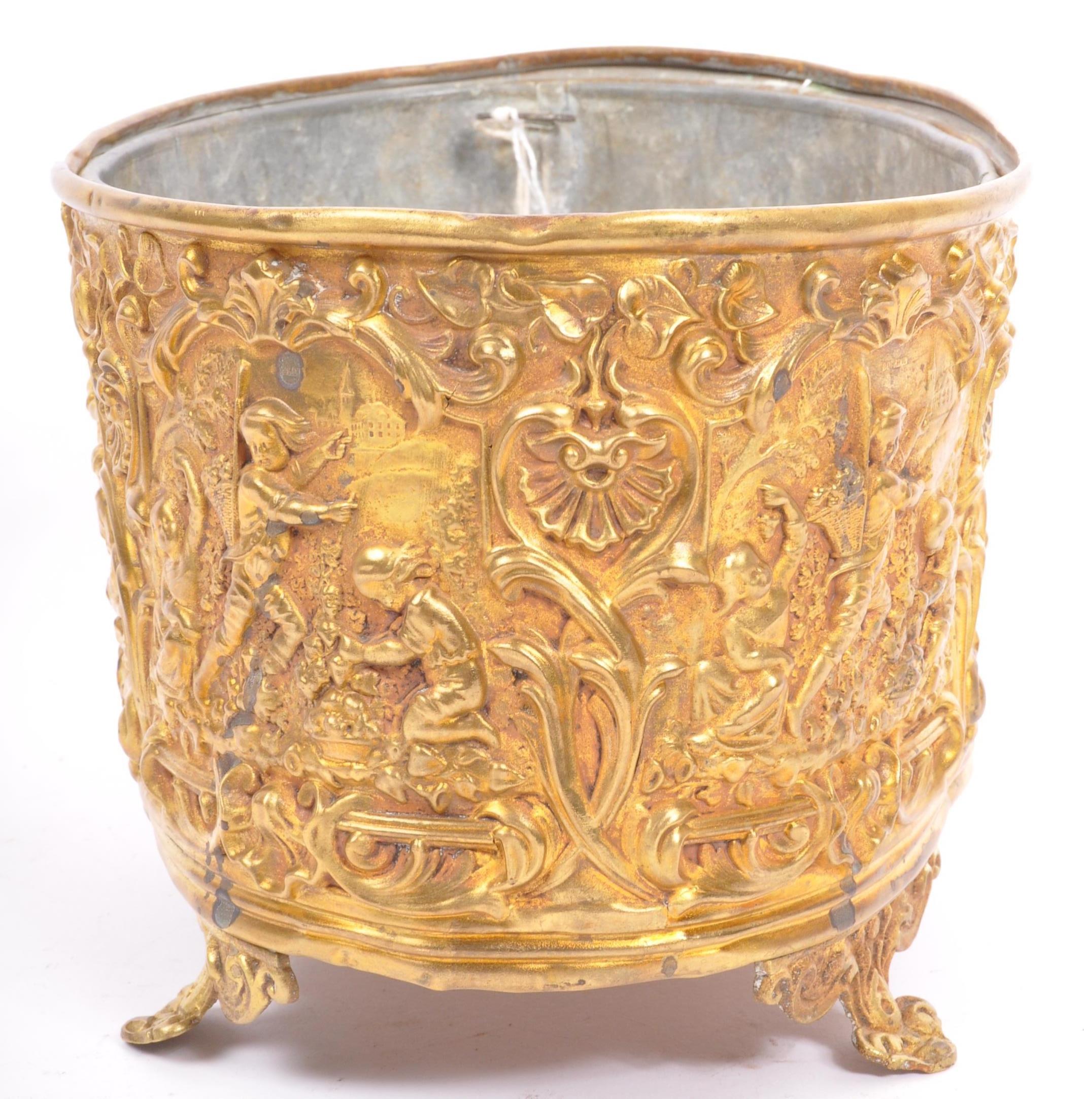 19TH CENTURY FRENCH REPOUSSE BRASS BOURDON PLANTER - Image 2 of 7