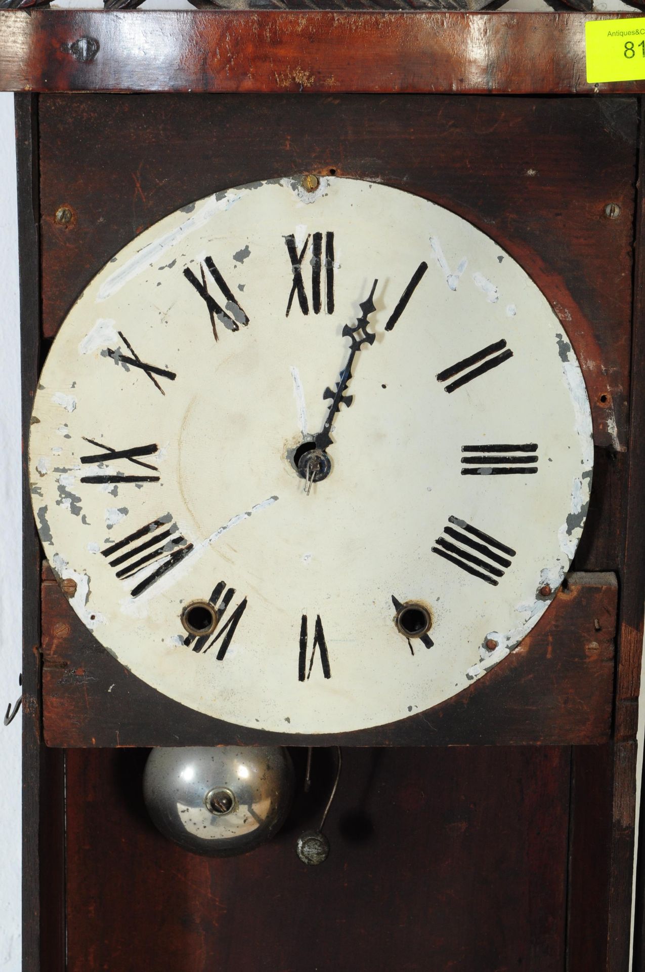 VICTORIAN 19TH CENTURY TUNBRIDGE INLAID MAHOGANY WALL CLOCK - Bild 2 aus 4