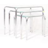 RETRO VINTAGE MID CENTURY CHROME & GLASS NESTING TABLES