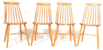 A SET OF FOUR VINTAGE RETRO STICK BACK DINING CHAIRS