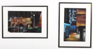 TWO 20TH CENTURY PASTEL PAITNINGS - STREETSCAPES