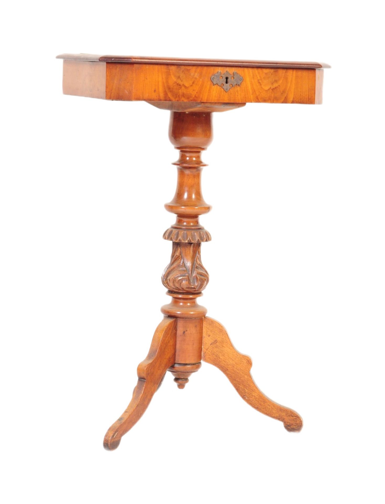 19TH CENTURY MAHOGANY LADIES PEDESTALWORK TABLE