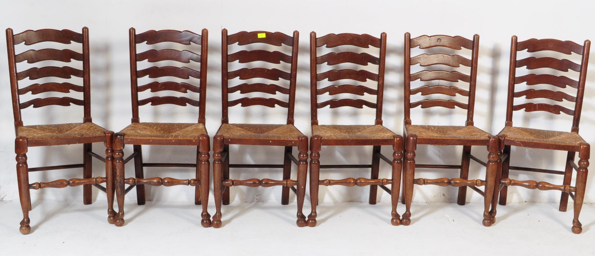 GROUP OF SIX 20TH CENTURY OAK LADDER BACK DINING CHAIRS - Image 2 of 5