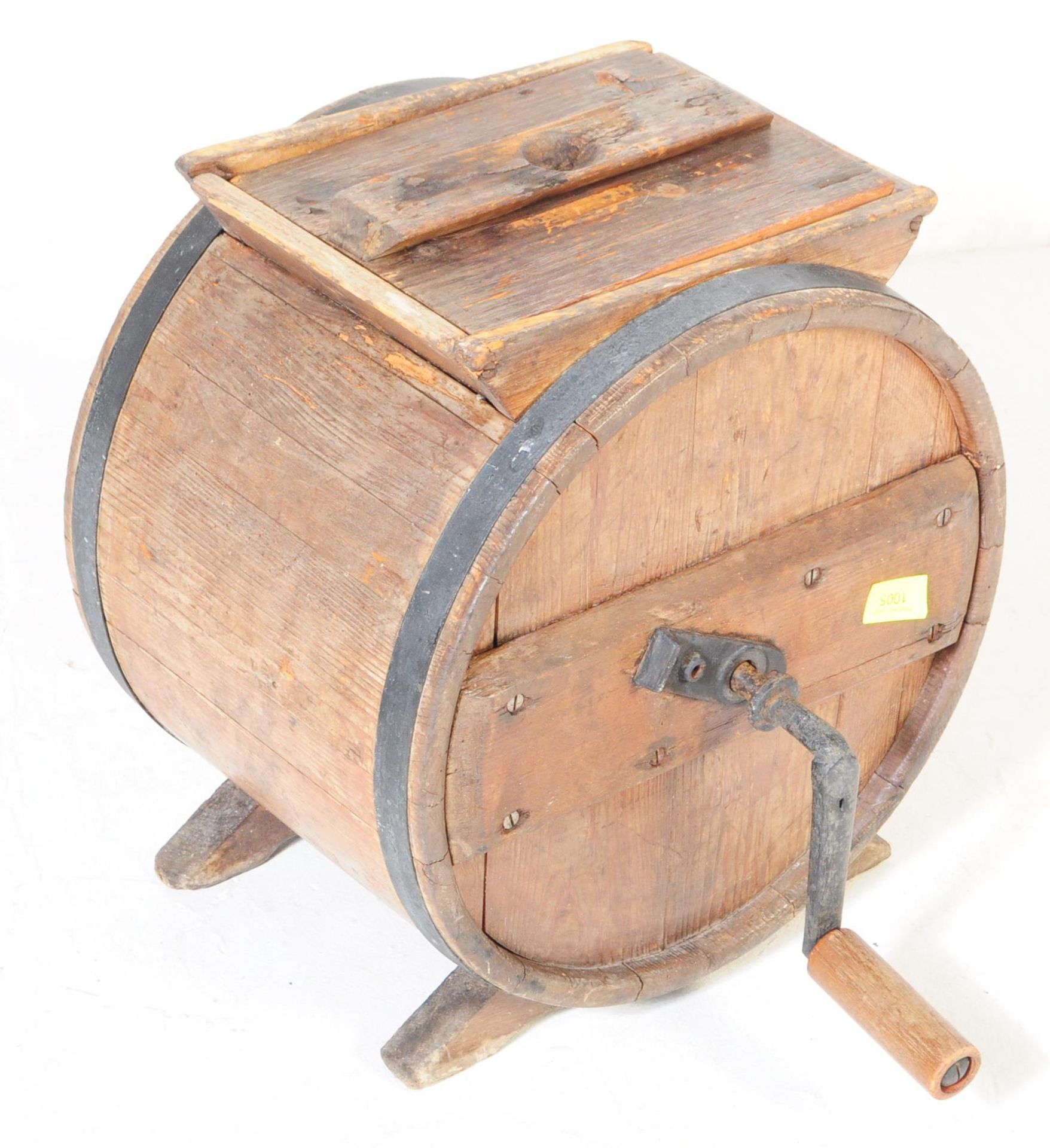 19TH CENTURY OAK COOPERED BARREL BUTTER CHURN - R.O.W - Image 2 of 5