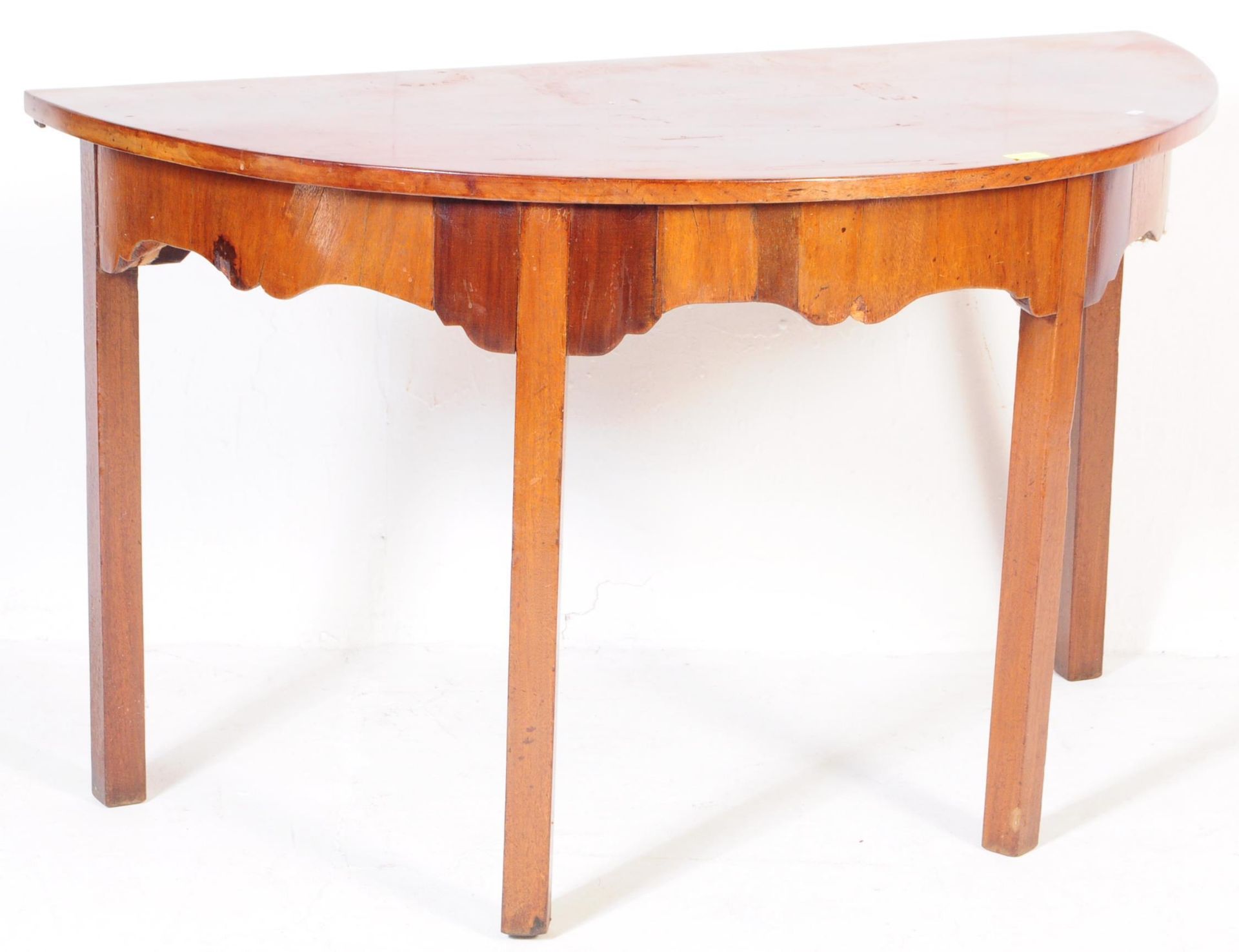 18TH CENTURY GEORGE III FRUITWOOD DEMI LUNE CONSOLE TABLE - Image 2 of 5