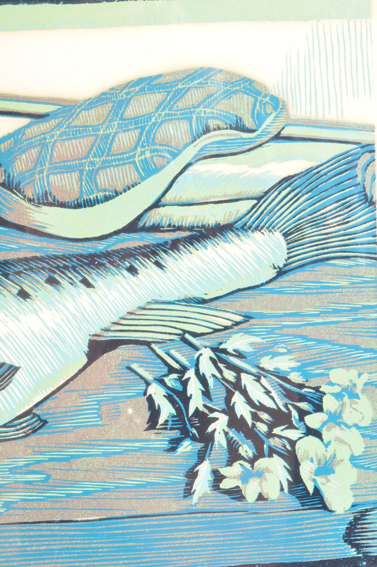 1990'S AC LENNIE STILL LIFE WITH SALMON FISH BLOCK PRINT ART - Image 4 of 5