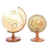 TWO EARLY 20TH CENTURY DESK TOP WORLD GLOBES