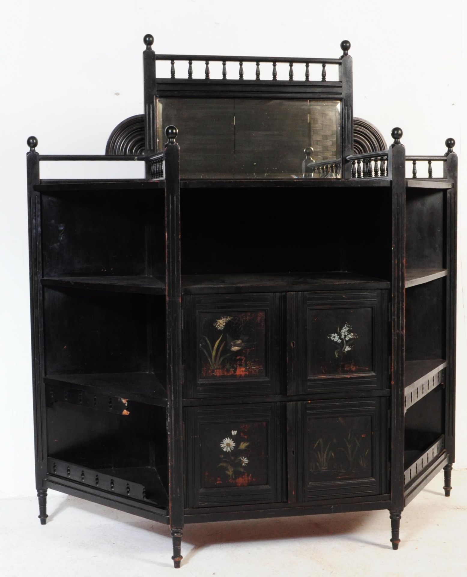 19TH CENTURY VICTORIAN AESTHETIC MOVEMENT BLACK LACQUERED CABINET