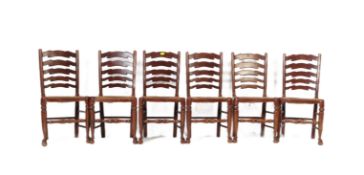 GROUP OF SIX 20TH CENTURY OAK LADDER BACK DINING CHAIRS