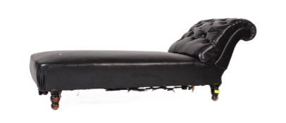 A VICTORIAN 19TH CENTURY FAUX LEATHER CHAISE LOUNGE