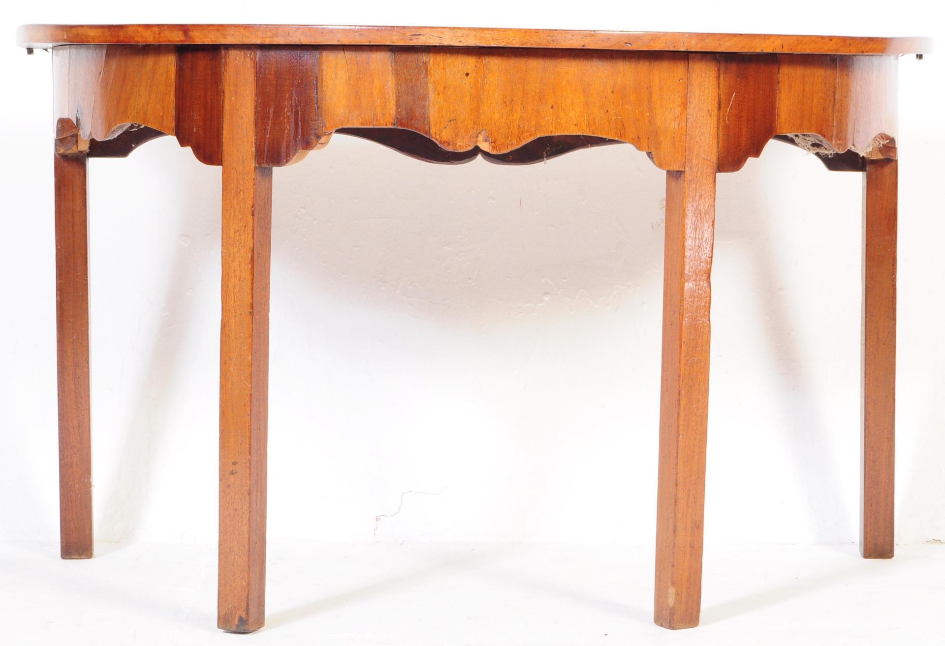 18TH CENTURY GEORGE III FRUITWOOD DEMI LUNE CONSOLE TABLE - Image 3 of 5