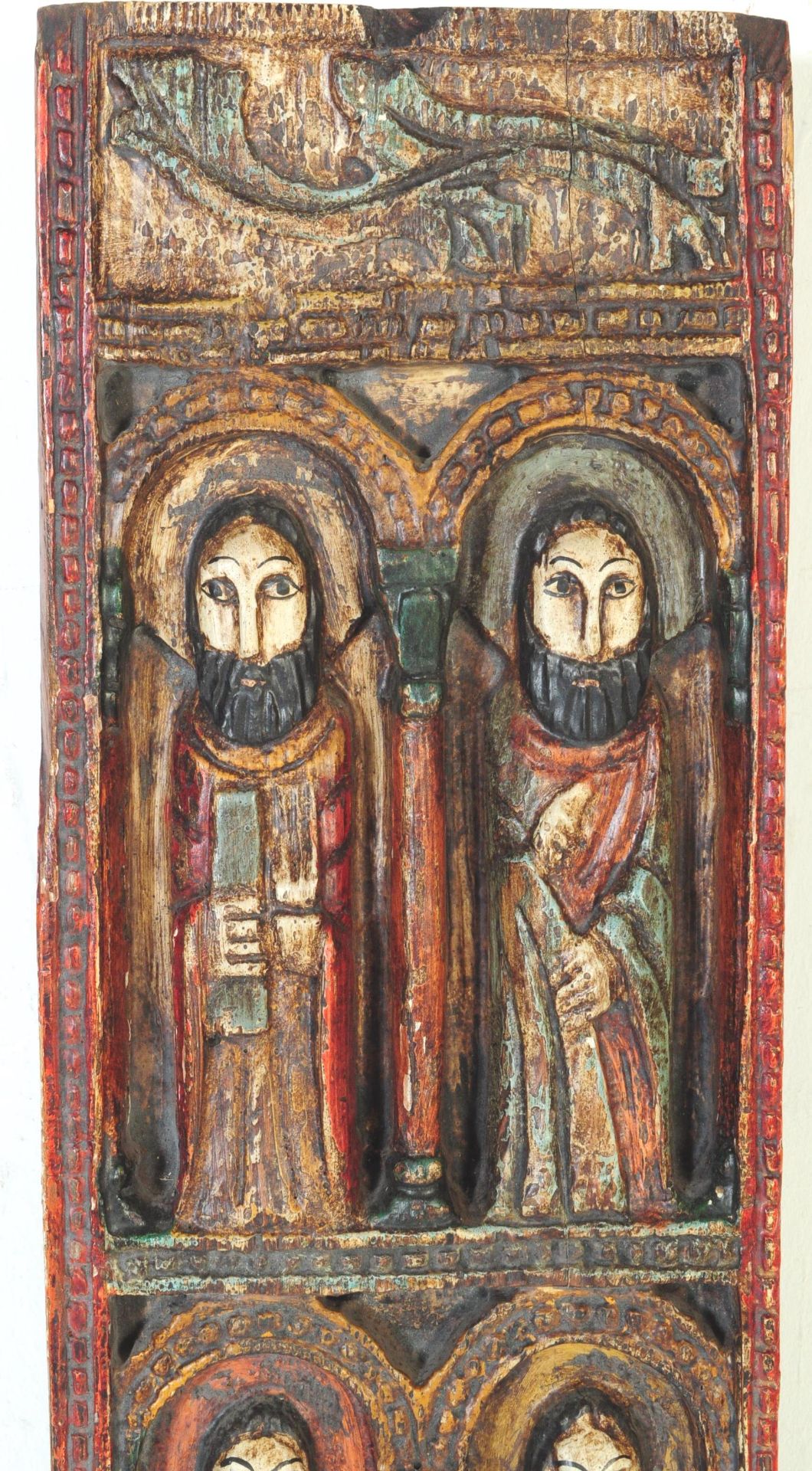 20TH CENTURY RUSSIAN PAINTED PINE HAND CARVED PANEL - Image 2 of 5