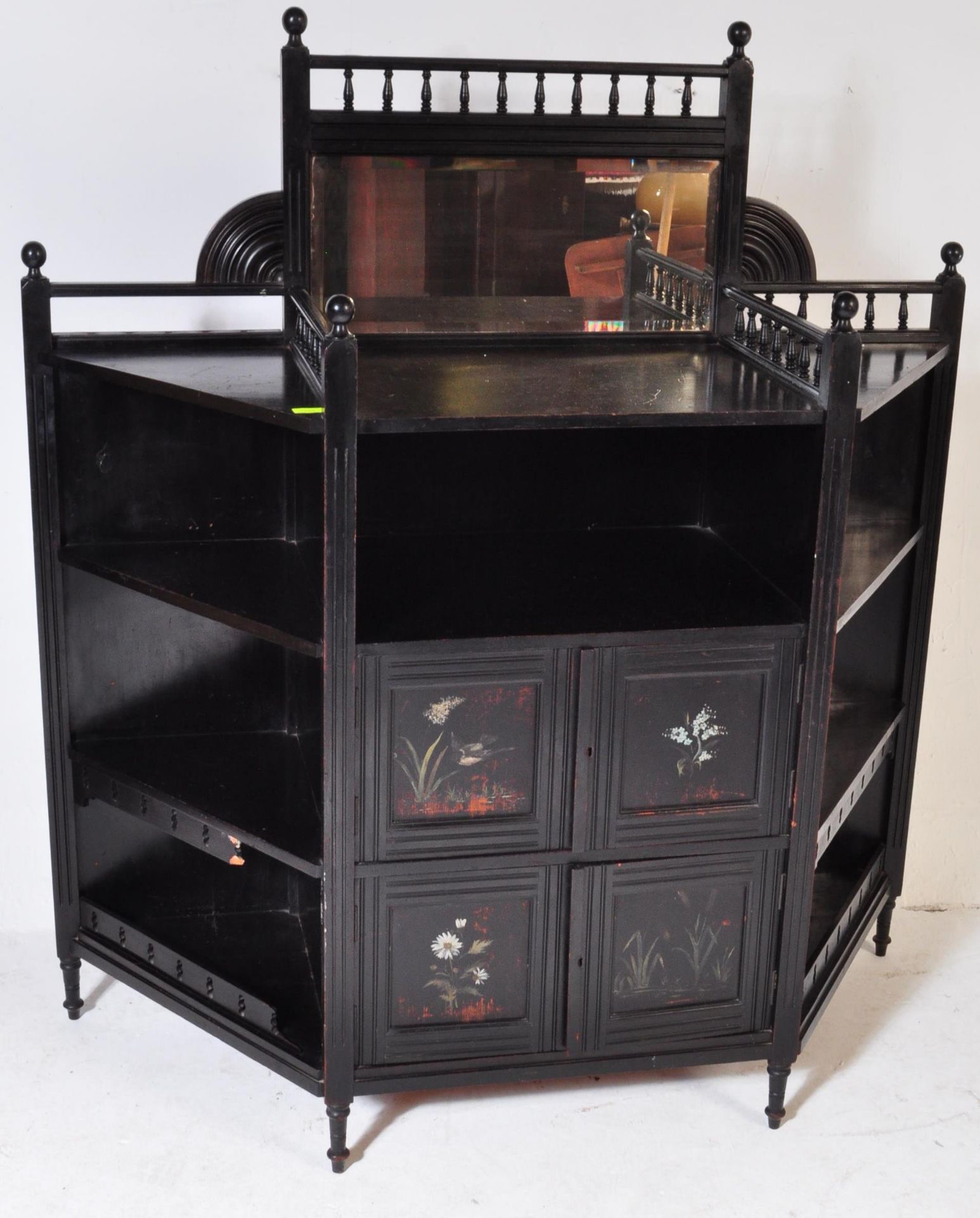 19TH CENTURY VICTORIAN AESTHETIC MOVEMENT BLACK LACQUERED CABINET - Image 2 of 6