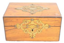 19TH CENTURY WALNUT & BRASS WRITING SLOPE