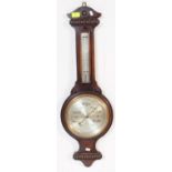 EARLY 20TH CENTURY MAHOGANY ANEROID BANJO WALLBAROMETER