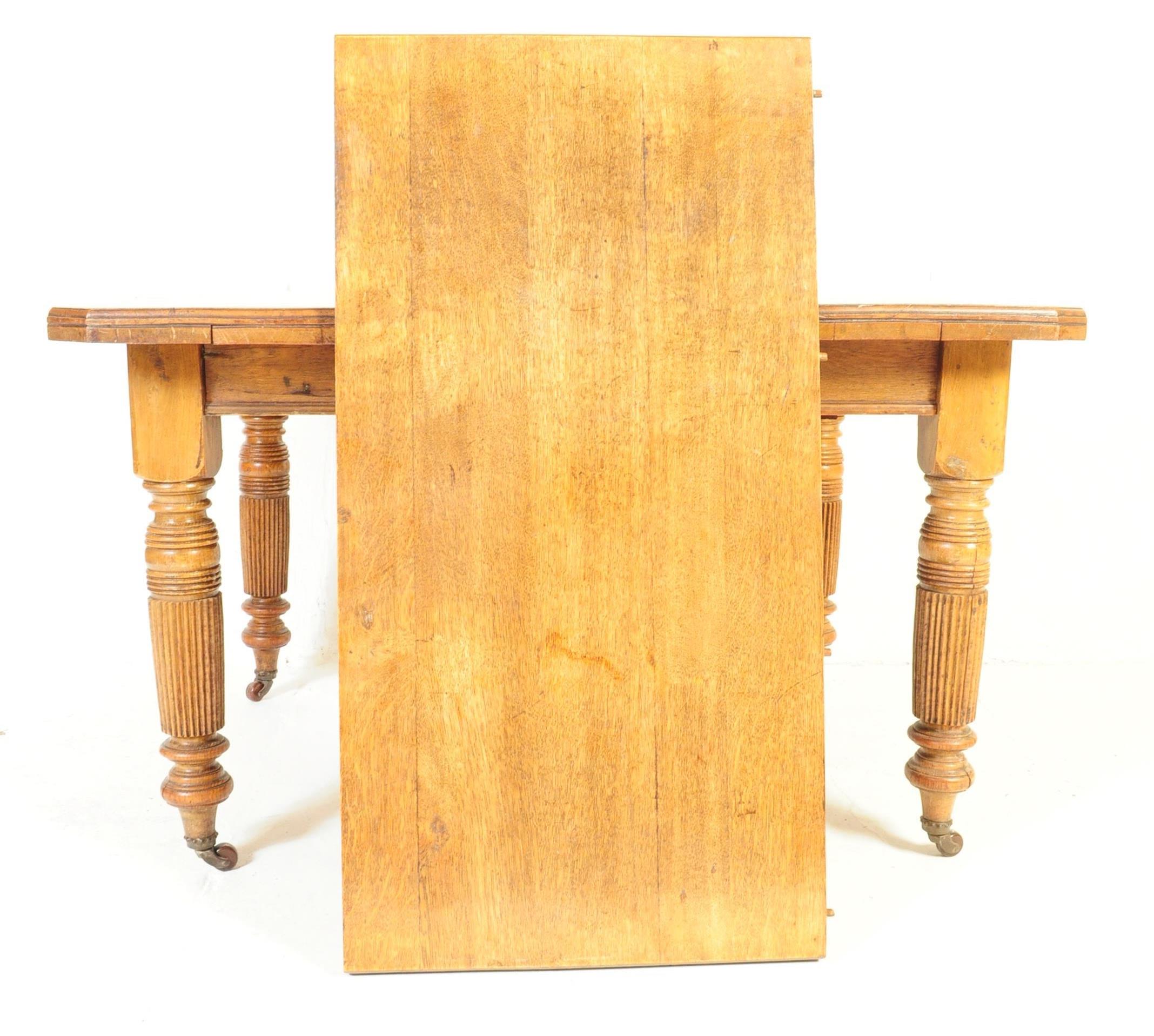 VICTORIAN OAK WIND OUT EXTENDING DINING TABLE AND SIX CHAIRS - Image 11 of 11