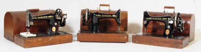 COLLECTION OF THREE 20TH CENTURY SINGER SEWING MACHINES