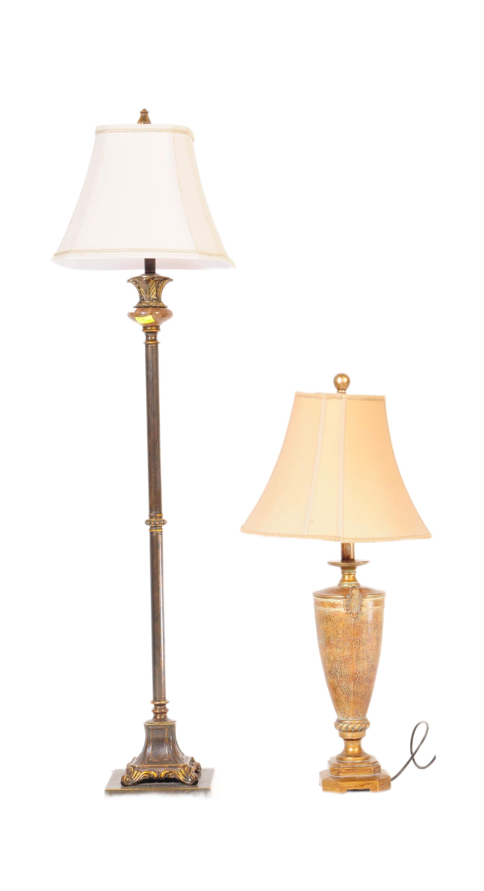 A PAIR OF 20TH CENTURY REGENCY STYLE FLOOR AND TABLE LAMPS