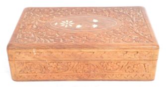 VINTAGE 20TH CENTURY CARVED WOOD TRINKET STORAGE BOX