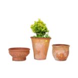 A GROUP OF THREE VINTAGE 20TH CENTURY TERRACOTTA PLANTERS