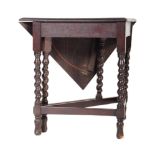 19TH CENTURY JACOBEAN REVIVAL EBONISED OAK HANKERCHEIF TABLE