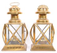 PAIR OF 19TH CENTURY ARTS & CRAFTS BRASS OIL LANTERNS LIGHTS