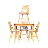 FOUR MID CENTURY ERCOL STYLE TEAK DINING CHAIRS