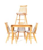 FOUR MID CENTURY ERCOL STYLE TEAK DINING CHAIRS