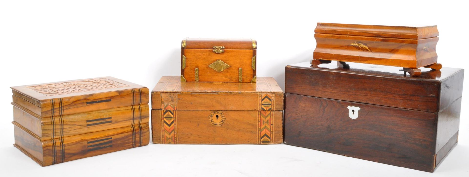 COLLECTION OF 19TH CENTURY & LATER WOODEN BOXES