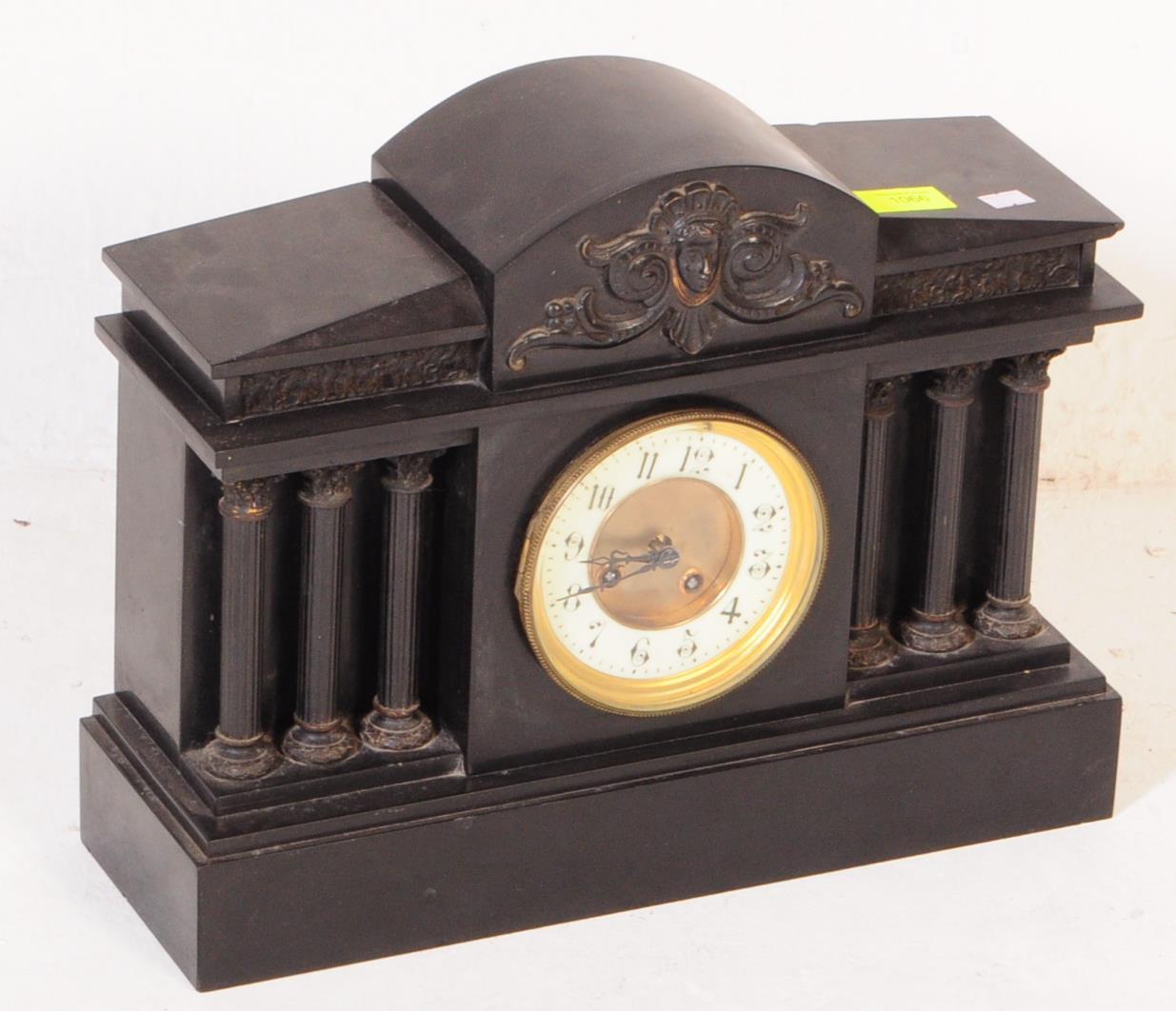 19H CENTURY VICTORIAN SLATE & MARBLE EIGHT DAY MANTEL CLOCK - Image 2 of 4