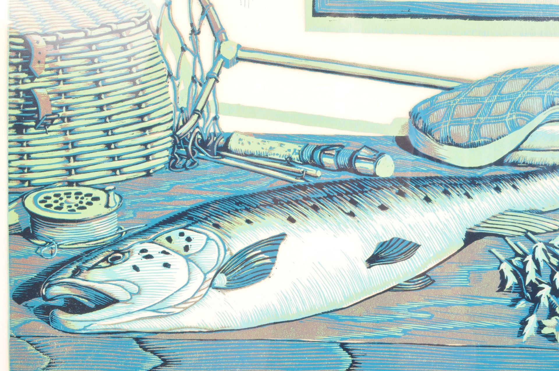 1990'S AC LENNIE STILL LIFE WITH SALMON FISH BLOCK PRINT ART - Image 3 of 5