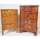 TWO QUEEN ANNE REVIVAL MAHOGANY CHEST OF DRAWERS