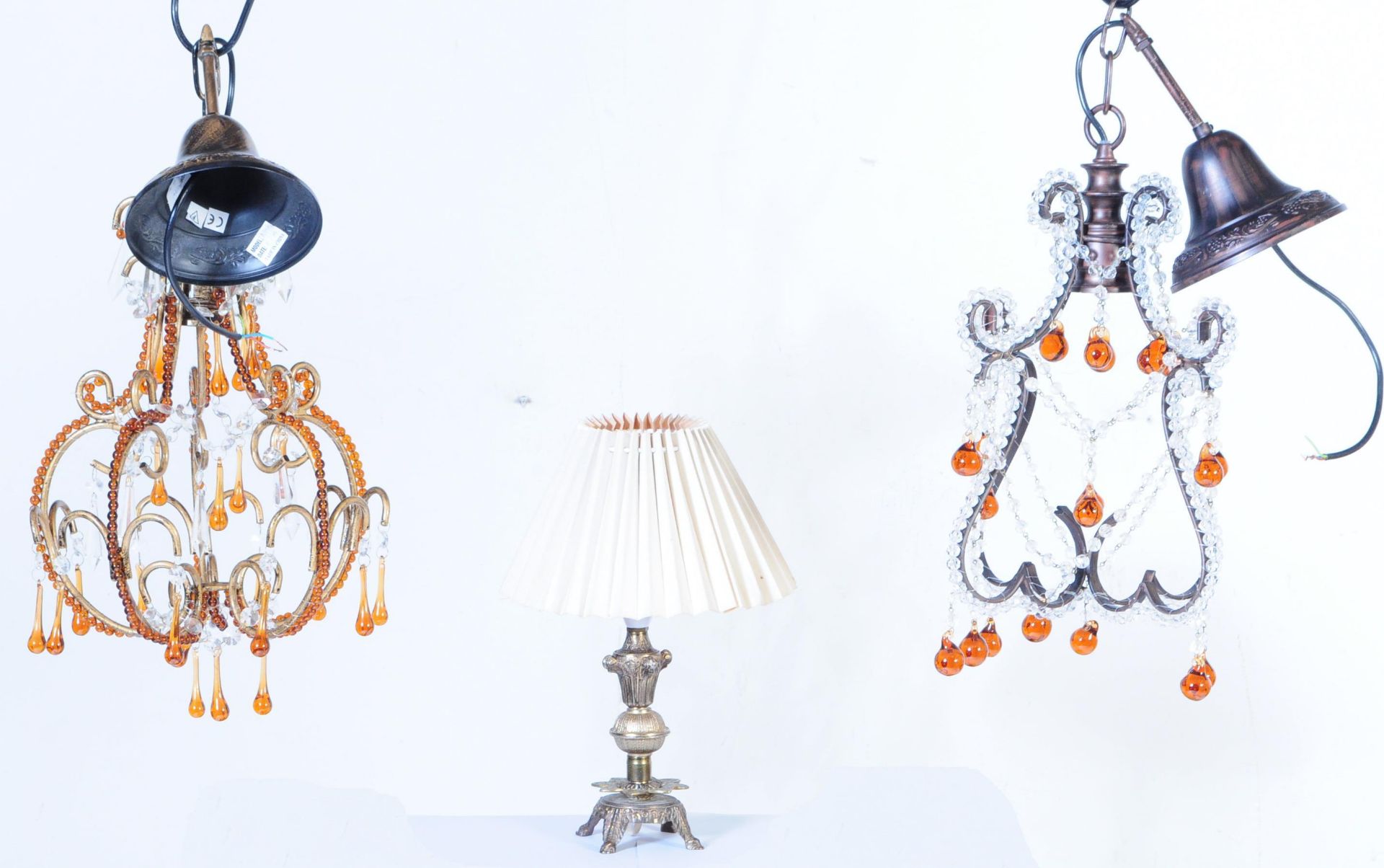 THREE PIECES OF VINTAGE LIGHTINGS - LAMPS - CHANDELIERS