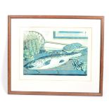 1990'S AC LENNIE STILL LIFE WITH SALMON FISH BLOCK PRINT ART