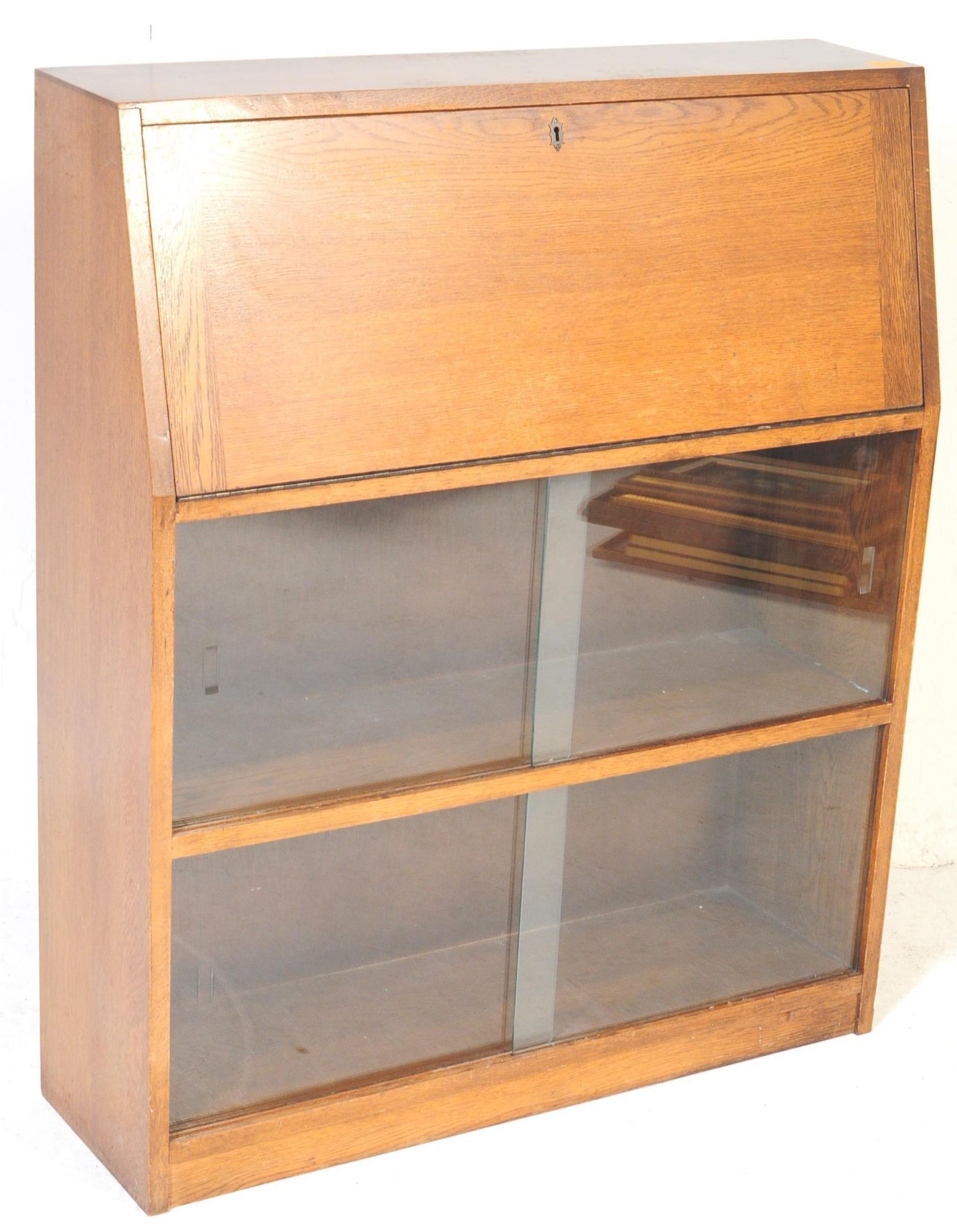 EARLY 20TH CENTURY GOLDEN OAK STUDENT BUREAU & BOOKCASE - Bild 2 aus 5