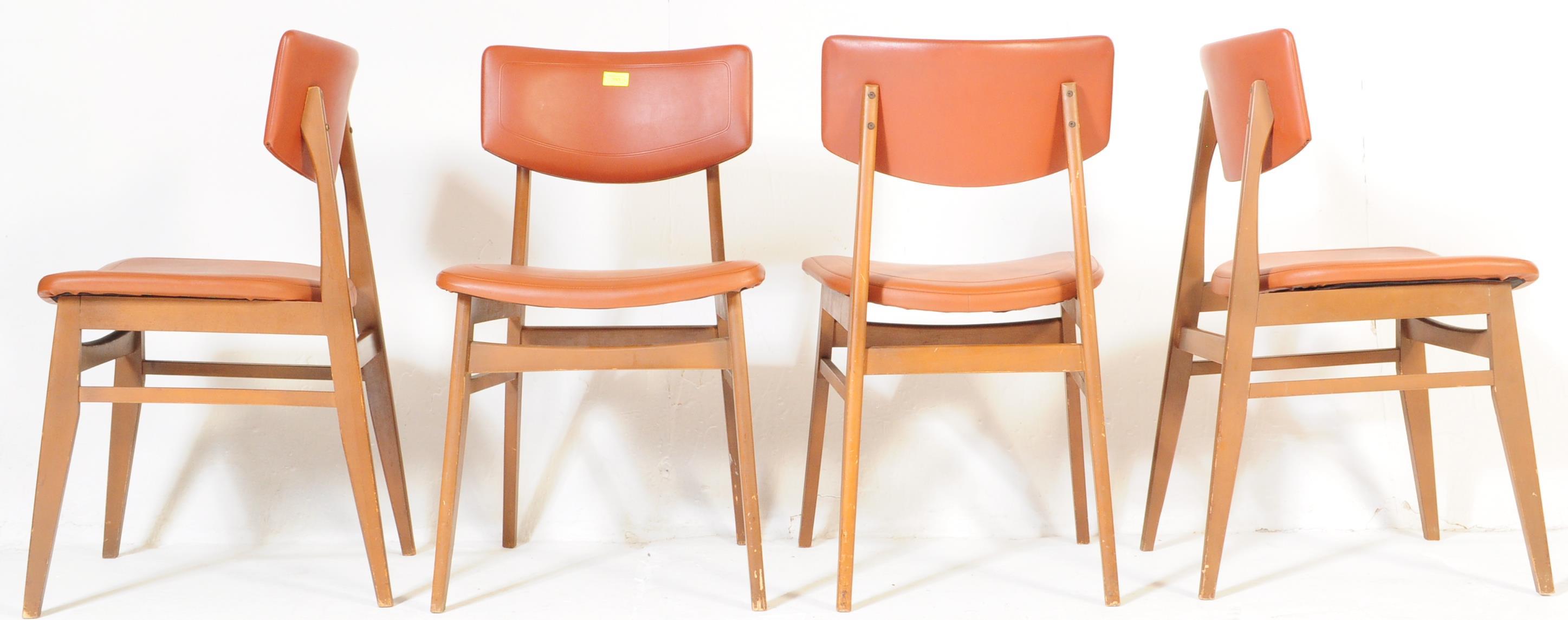 FOUR MID CENTURY TEAK & LEATHERETTE DINING CHAIRS - Image 3 of 3