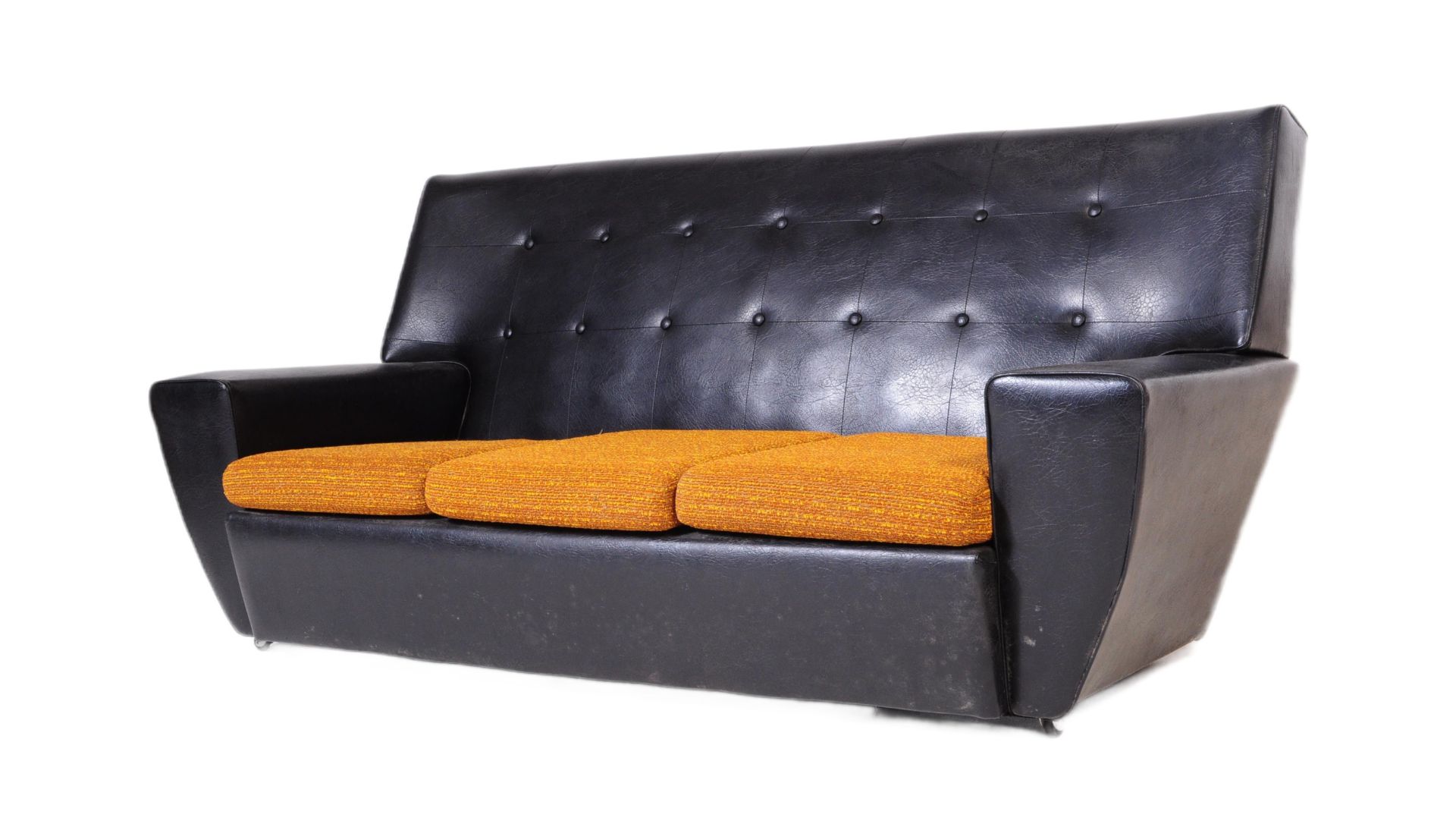 A RETRO 1960'S SOFA SETTEE IN TWO TONE COLOURWAY