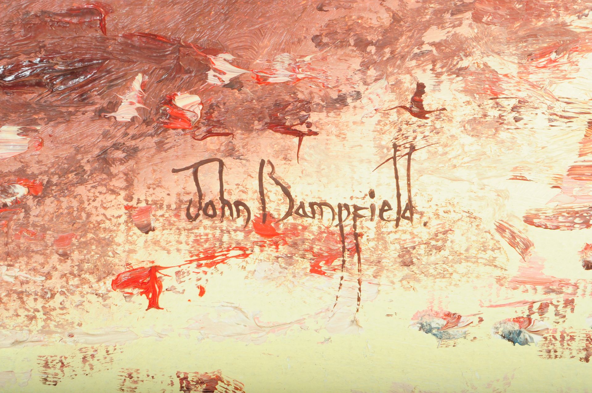 20TH CENTURY JOHN BAMPFIELD OIL ON CANVAS PAINTING - Bild 3 aus 4