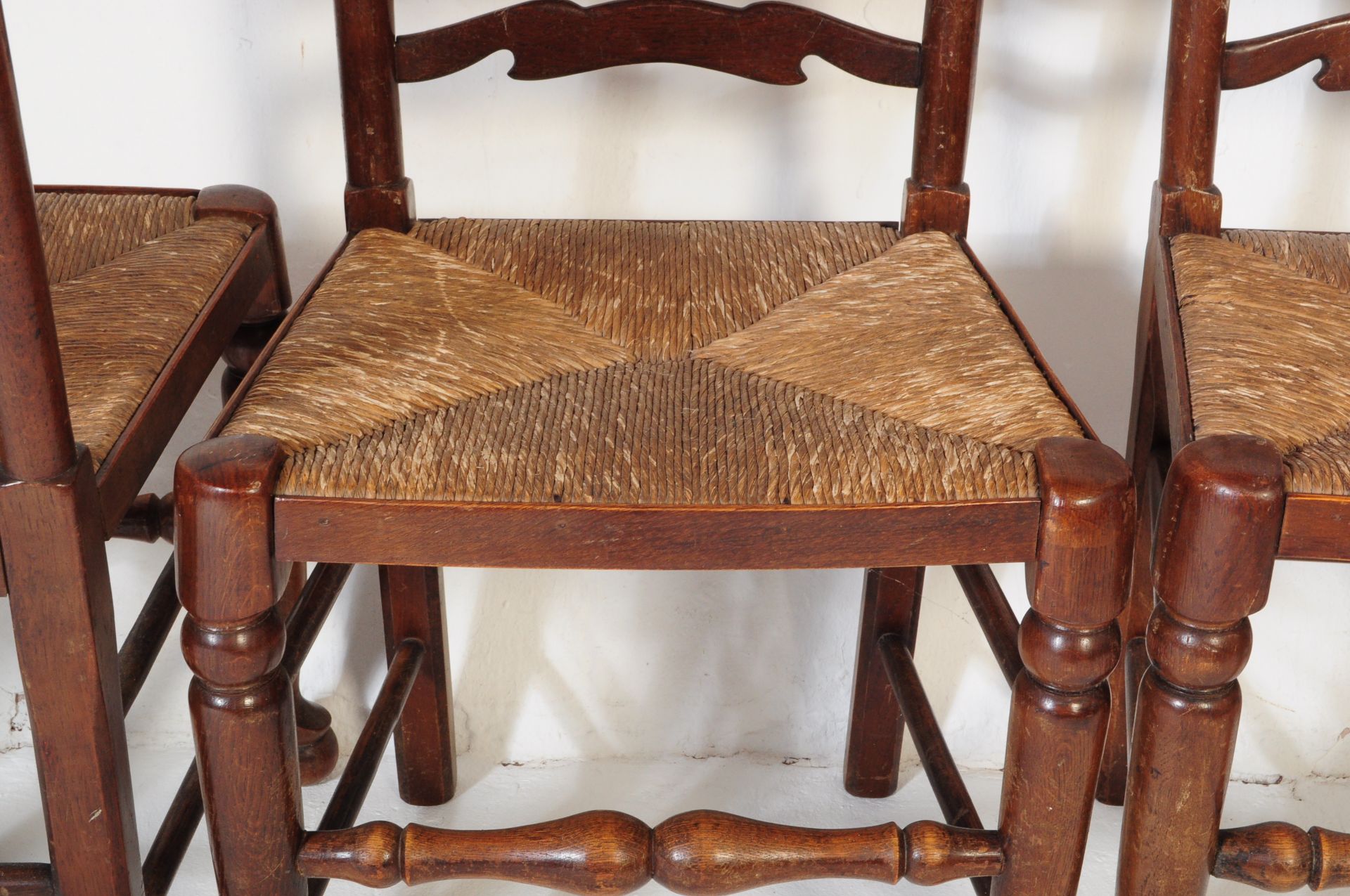 GROUP OF SIX 20TH CENTURY OAK LADDER BACK DINING CHAIRS - Image 5 of 5